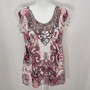 Energe Embellished Print Top size PL🎀